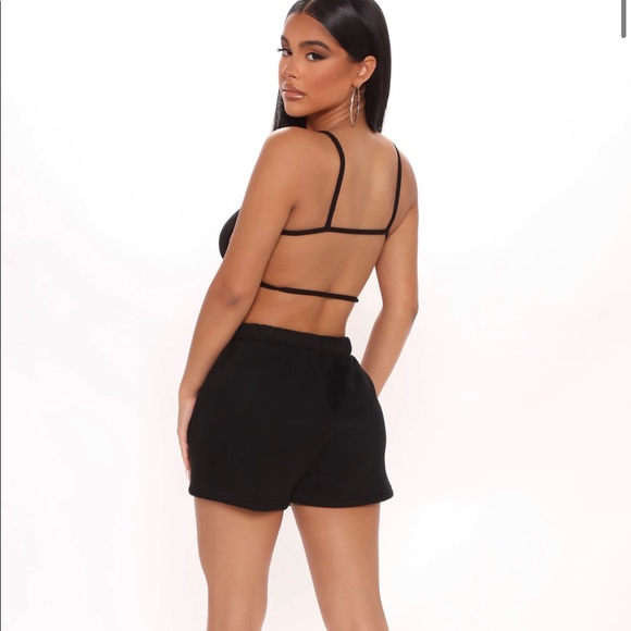 Fashion Nova Shorts Crop Top Set Black - Picture 4 of 9